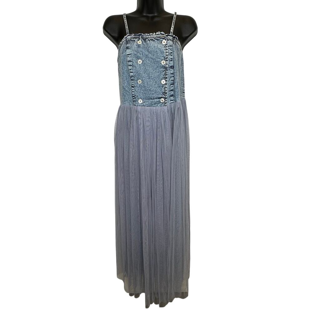 Live 4 truth denim and tulle double breasted adjustable corset dress size M NWOT
